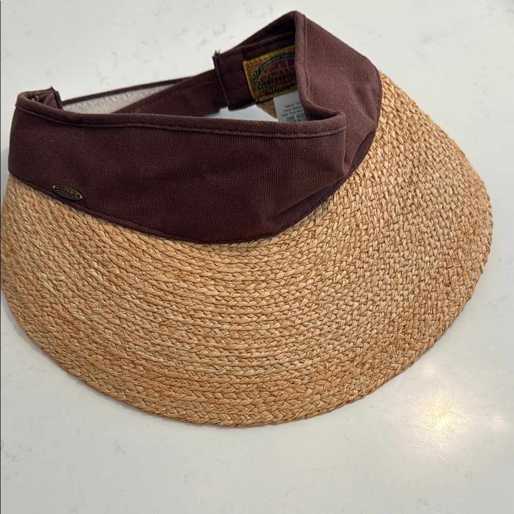 Scala Straw Visor with Brown Band